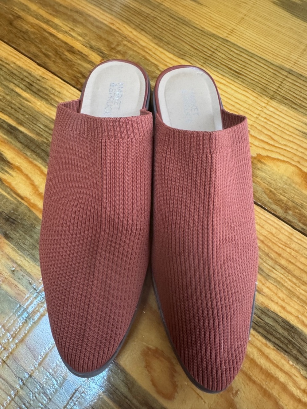 Market & Spruce Knit Mule Slides – Rust – Size 9